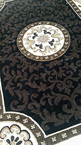 Kingdom Traditional Persian Area Rug Black Design D123 (8 Feet X 10 Feet) #TOP4