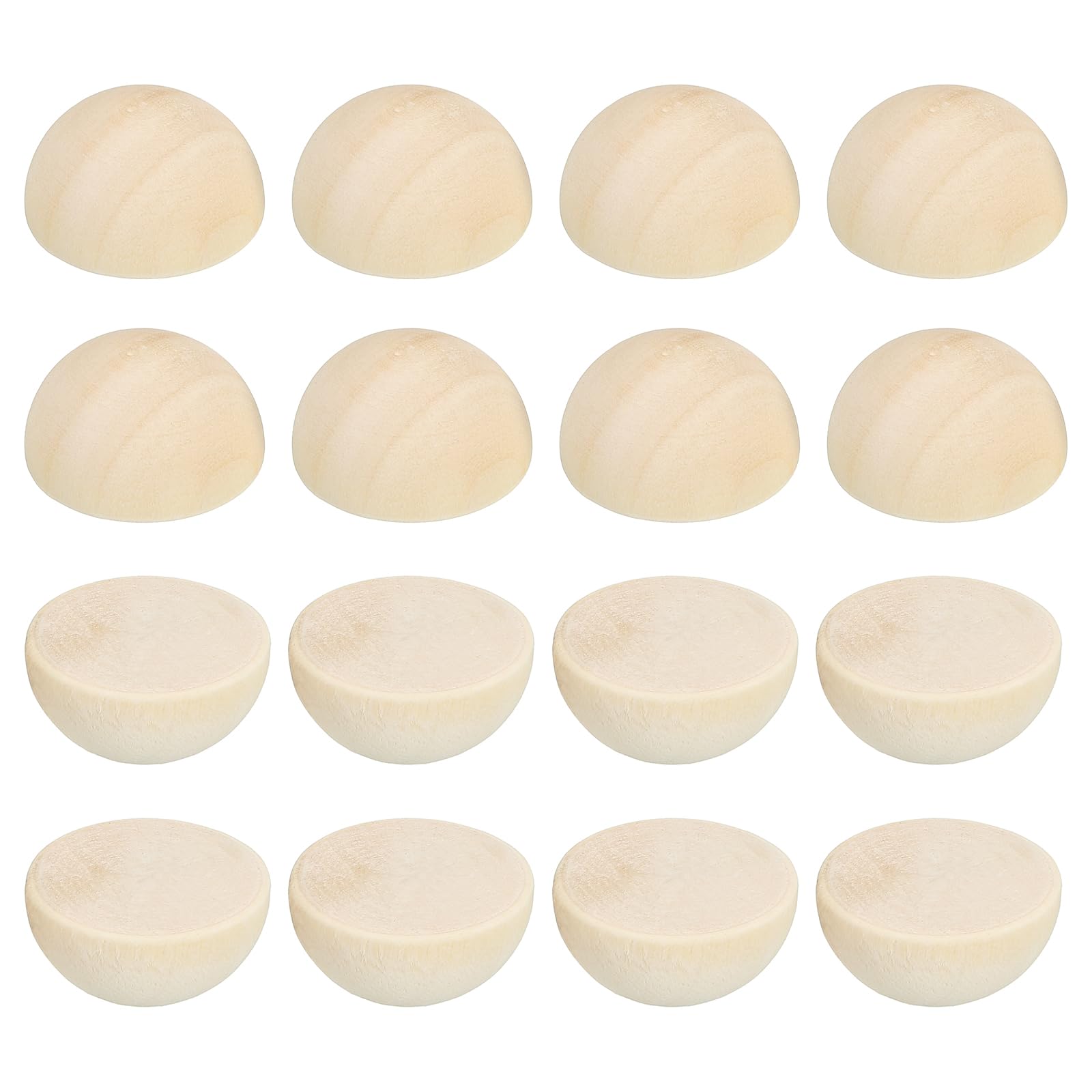 PATIKIL 20mm Half Wood Beads, 100 Pack Unfinished Natural Wooden Beads Round Split Wood Balls for Craft Art Ornaments Painting Brown