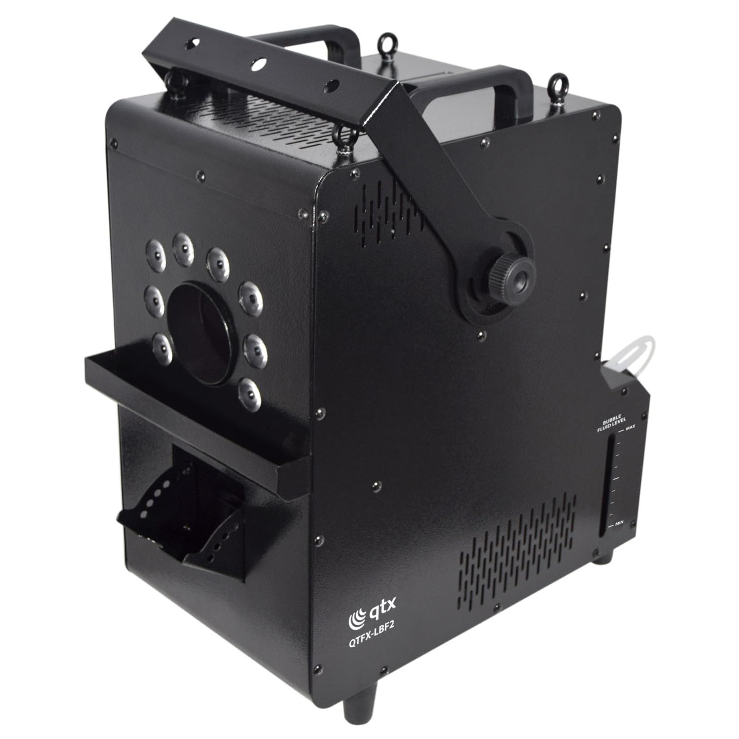 QTX | QTFX-LBF2: Multi-Effect LED Bubble & Fog Machine with RGB+UV Lighting, 800W Fogger, and DMX Control | Smoke, Bubble and Fog All In One