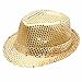 Produktbild uBabamama Unisex Pailletten-Fedora-Hut, bunt, glitzernd, Trilby-Pailletten-Hut, Kostüm, für Bühnenshow, Glitzer, Tanzhut, Disco-Hut, Jazz-Mütze, Party-Kostüm, Kappe für Erwachsene/Kinder (Gold)