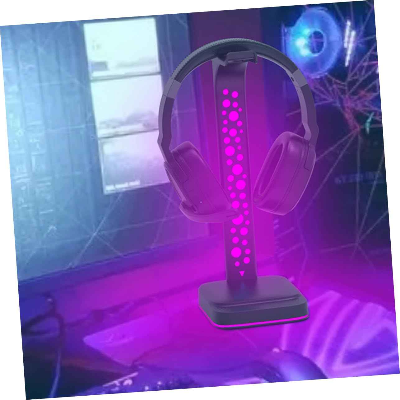 Gadpiparty Supporto Cuffie Rgb in Abs Nero per Gaming PC e Desktop | Trasmissione Dati, Uso Prolungato, Stile da Scrivania, Accessorio per Setup e Postazione