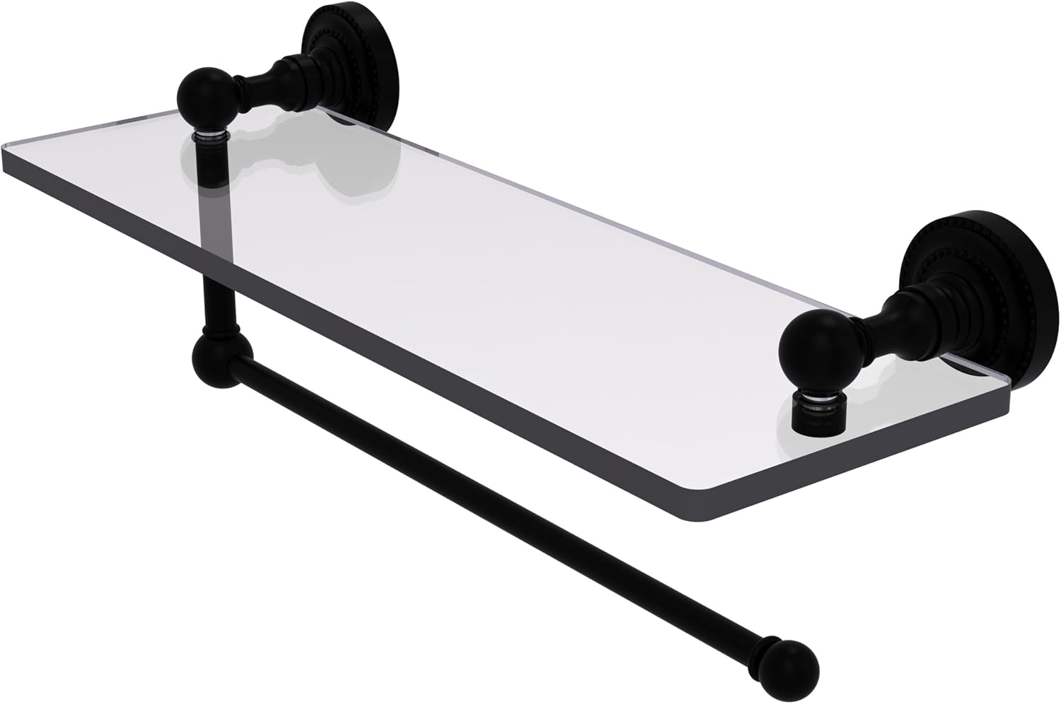 Allied Brass DT-1PT/16-BBR Dottingham Collection Paper Towel Holder with 16 Inch Glass Shelf, Brushed Bronze