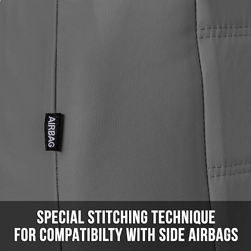 Miniatura 4 de carXS - Fundas de asiento de automóvil de cuero gris para asientos delanteros, 4 fundas de asiento de piel sintética para automóviles, incluye