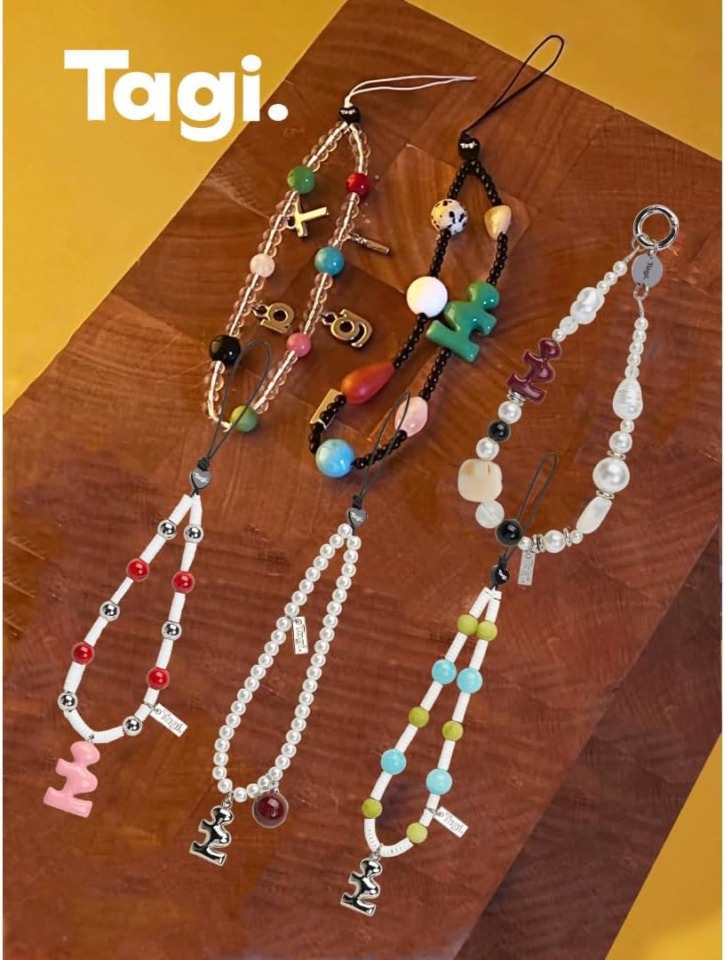 Tagi. Imagine Phone Charm, Natural Stone Acrylic Detachable Hands-Free Phone Wrist Strap Chain for Women