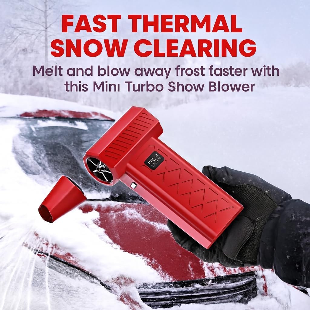 Mini Turbo Snow Blower for Car – 2026 Upgrade LED Electric Snow Removal Tool with 3-Speed Adjustable Modes, Handheld Portable Design for Winter Snow & Dust Cleaning (Black)