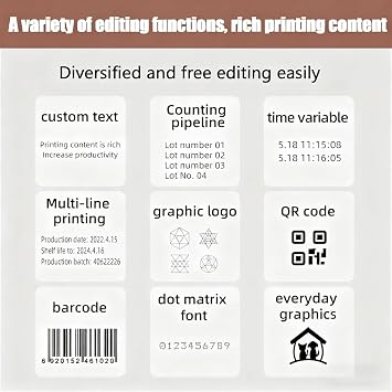 Automatic Inkjet Coder, Smart Inkjet Printer, Date Coder, 300-600 DPI, for Text QR Codes, Barcodes, Numbers(Black,25.4mmWidth)
