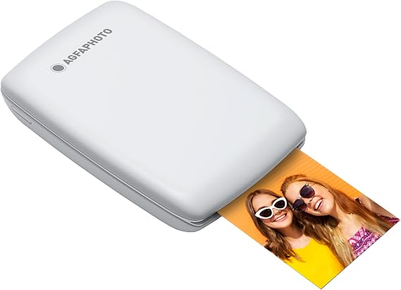 AGFA Photo Mini P.2 Imprimante Portable Zinc for Photos Instantanées Format 5 x 7.6 cm Connexion Bluetooth Compatible iOS/Android 10 Feuilles Zinc Incluses White