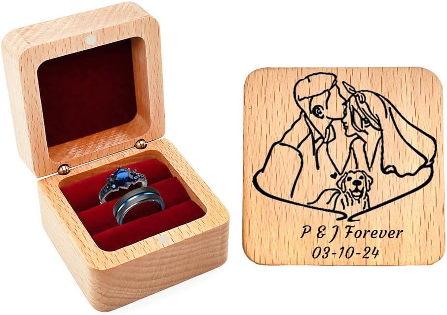 Custom Engraved Couple Rings Set Promise Rings for Him and Her Purple Matching Wedding Rings Inlaid with green,red and blue outer circle Central groove Men Wedding Band CZ Engagement Ring for Women