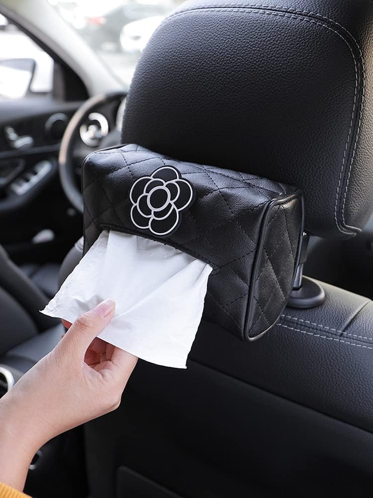 SaditY Car Tissue Box Pumping Creative Simple Camellia Hanging Sun Visor Armrest Box Car Car Drawer Box (Color : Mountain Tea Flower Tissue Box)