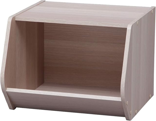 Iris Ohyama, Open Storage Box / Wooden Storage Box / Small Storage Cabinet / Side Furniture / Stack Box, Modern, Design, Office, Living Room, Hallway - Stack Box - STB-400 - Light Brown