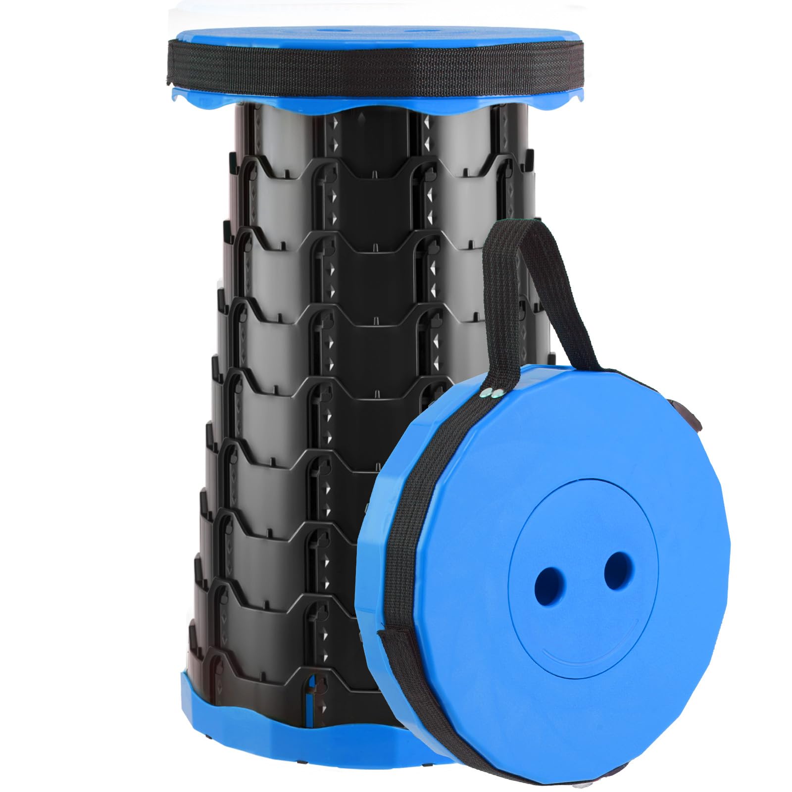 Doseno Upgraded Foldable Stool Thickened, Portable Collapsible Stool, Camping Chairs for Hiking Tours, BBQ, Parties, Outdoor Activities (Blue)