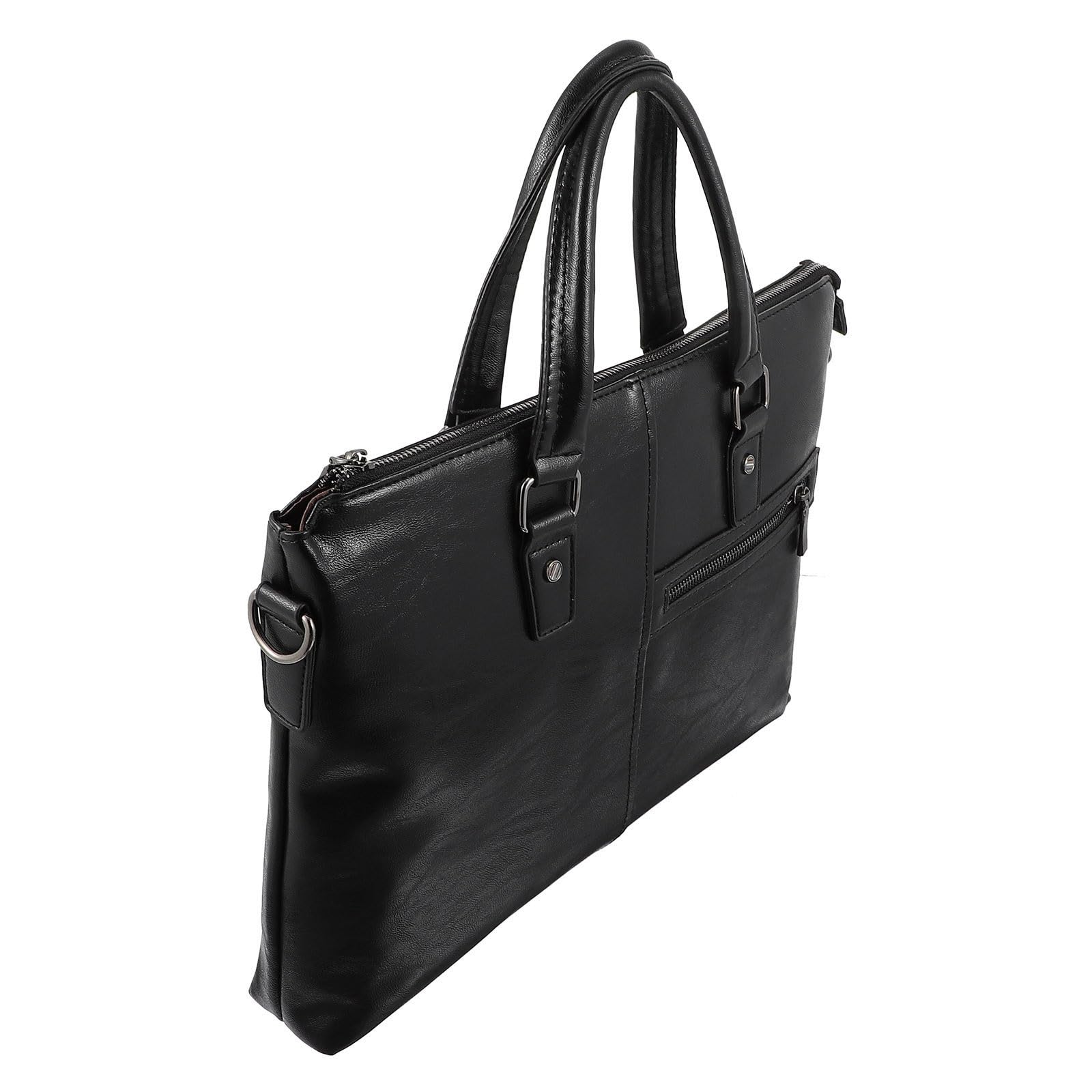 Borsa Porta Computer in Pu Pelle Nera Ampio Volume e Resistente All'acqua per Usi Professionali Maschili