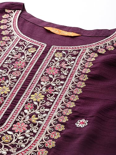 Image of INDO ERA Women's Embroidered Silk Blend kurta and pant with dupatta set