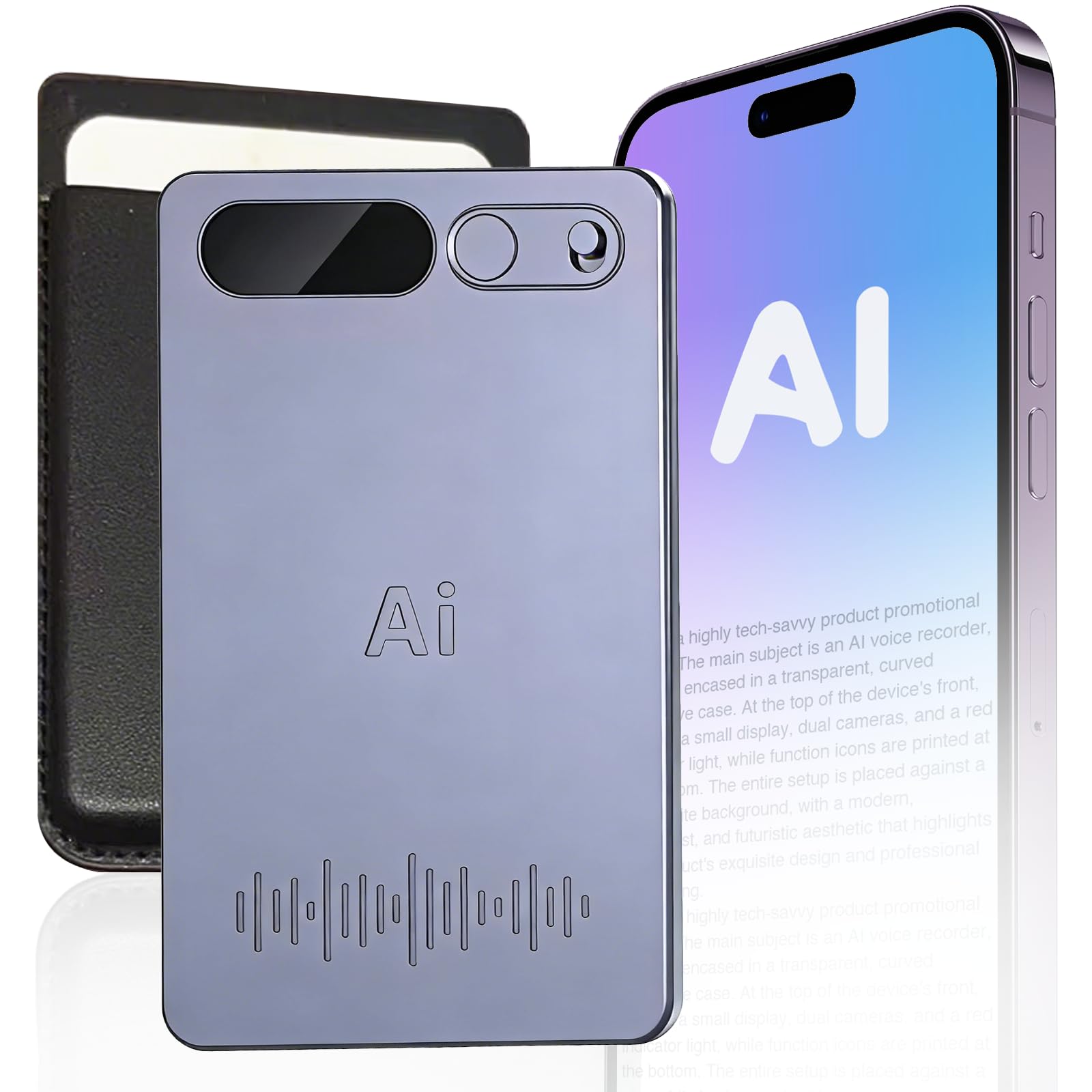 Dictaphone with Artificial Intelligence, AI Voice Recorder with Summary & Transcription, 64 GB, 10 m Range, App Control