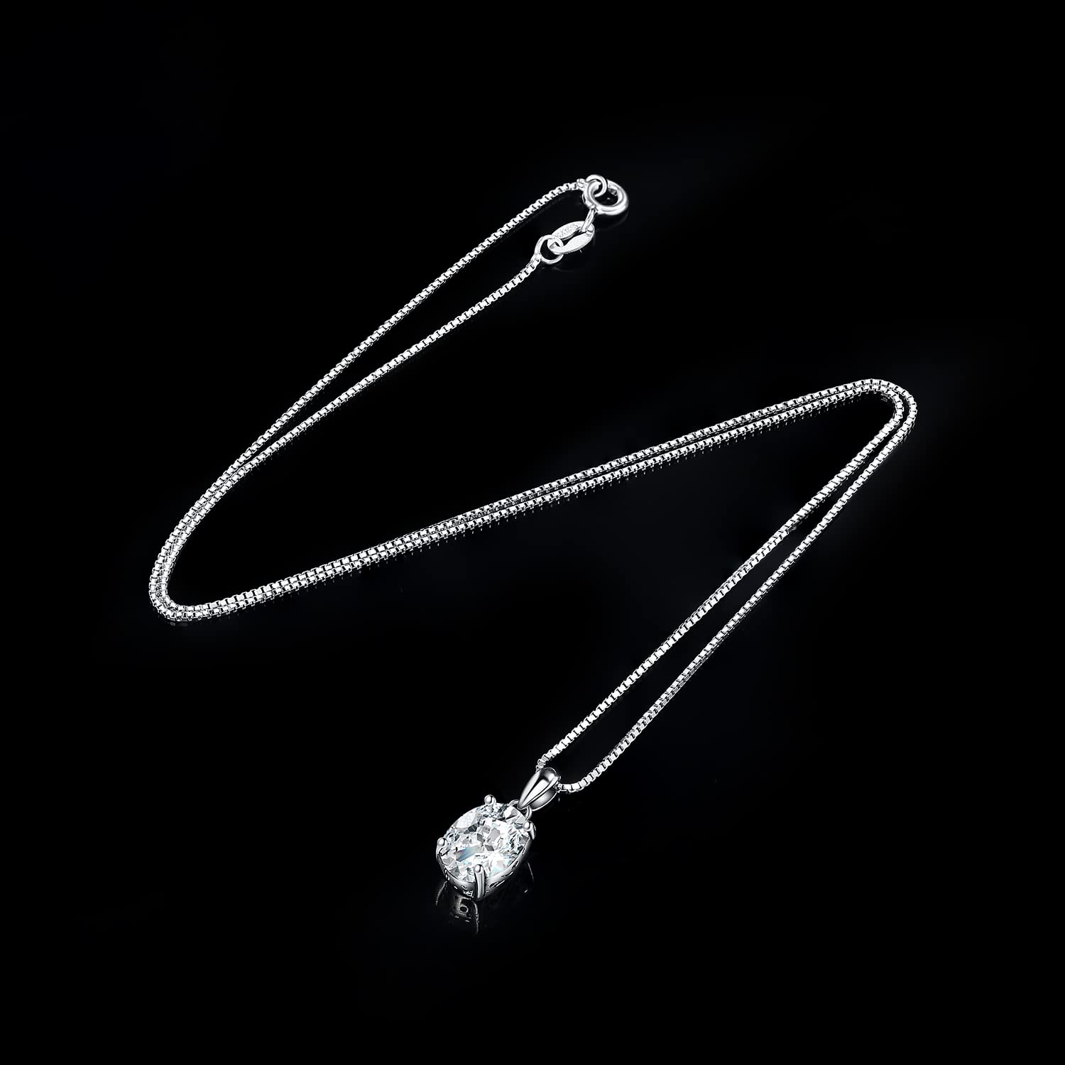 JewelryPalace 1-2ct Collana Solitario Donna Argento 925 con Creato Moissanite, Collana Ciondolo Pietra a Taglio Ovale con Catena Veneziana 45cm, Collane Pendenti in Tre Ori Set Gioielli Donna