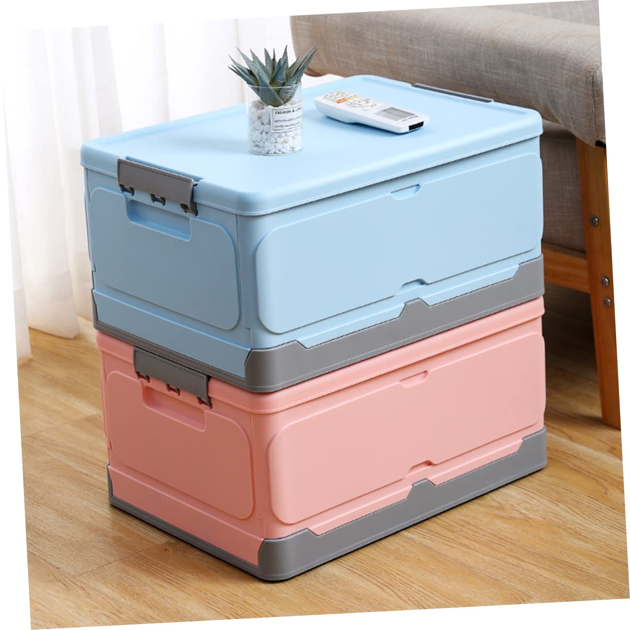 DOITOOL Caja De Almacenamiento Plegable Con Tapa De Pp Caja Multiusos Para Libros y Artículos Diversos Organizador Hogar o Habitación De Residencia Estudiantil