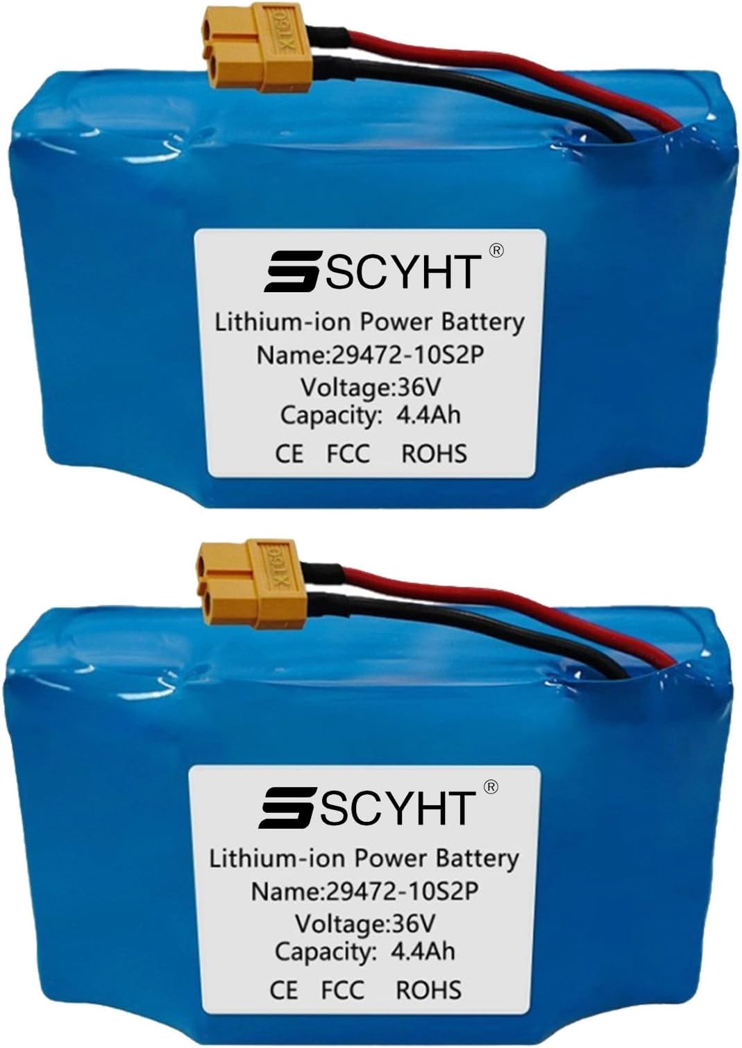 Lithium Battery 36V 4.4Ah Replacement Battery 4.4Ah Li-ion Batteries 36V Hoverboard Batteries with XT60 Port for 100W - 160W Motors,36v4.4ah 2pack