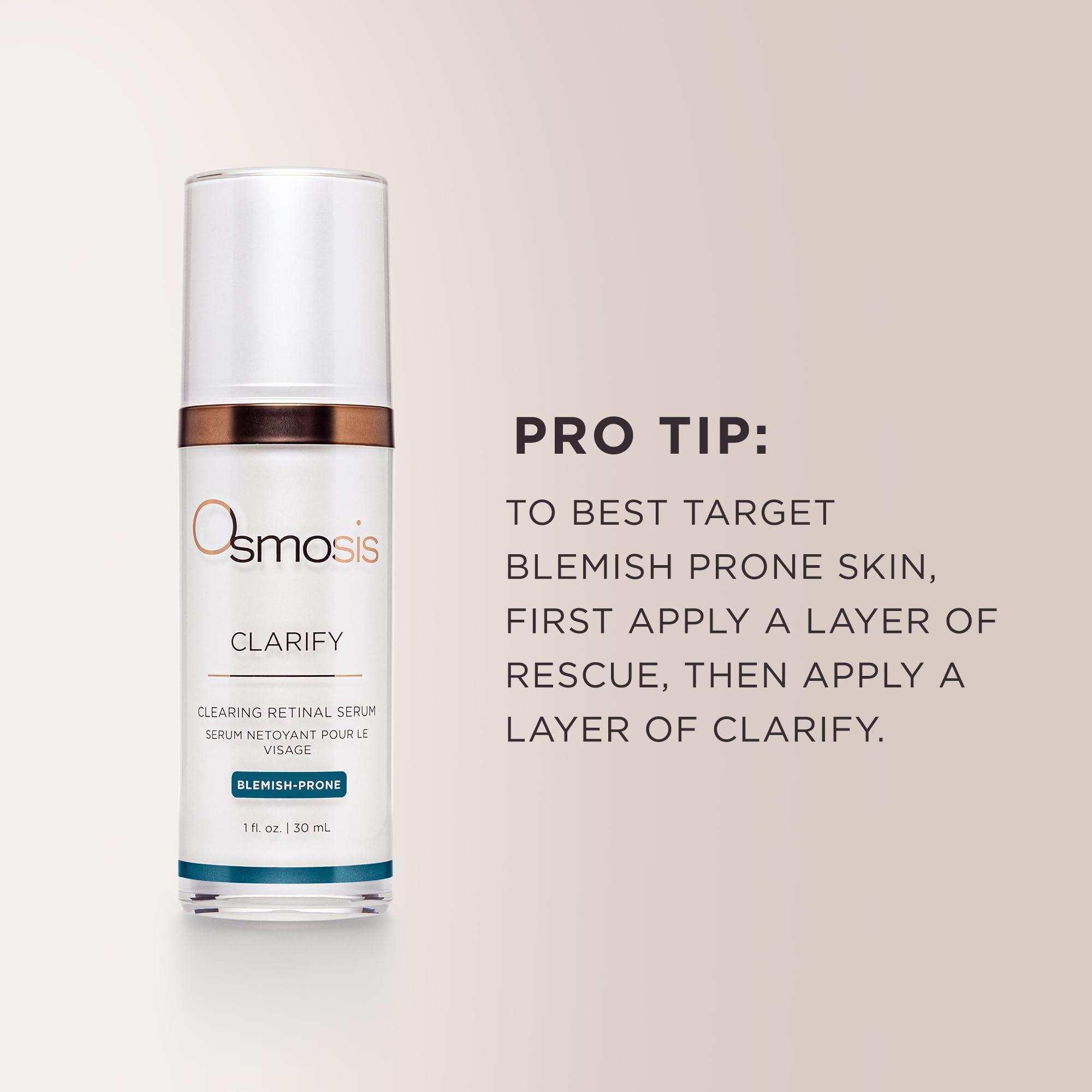 Omsosis CLARIFY Clearing Retinal with Vitamin A Serum, Calms and Soothes, for Acne, Pigmented, Oily, and Blemish-Prone Skin, 1 Fl Oz