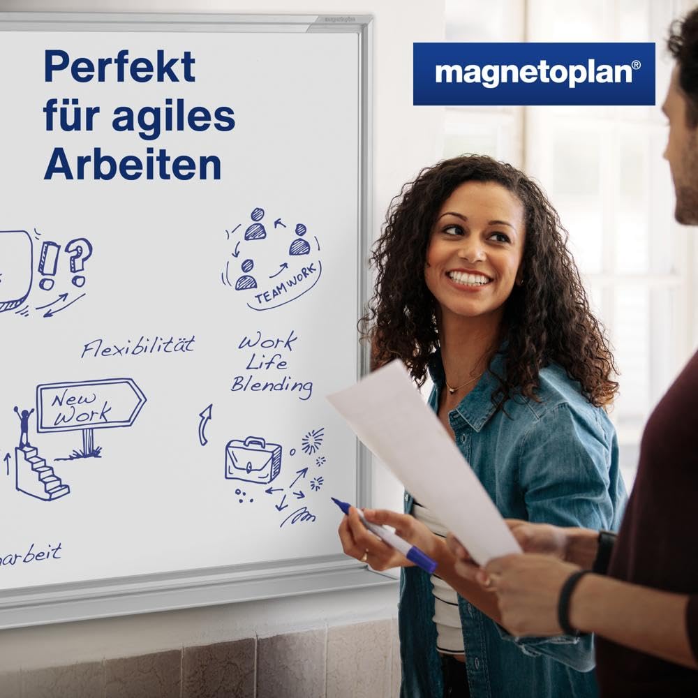 magnetoplan Design-Whiteboard SP | Magnettafel BxH 2000x1000 mm | Stabile, speziallackierte Stahloberfläche | Perfekte Schreibfläche | Bürobedarf | Memoboard für Büro- und Konferenzräume | Homeoffice