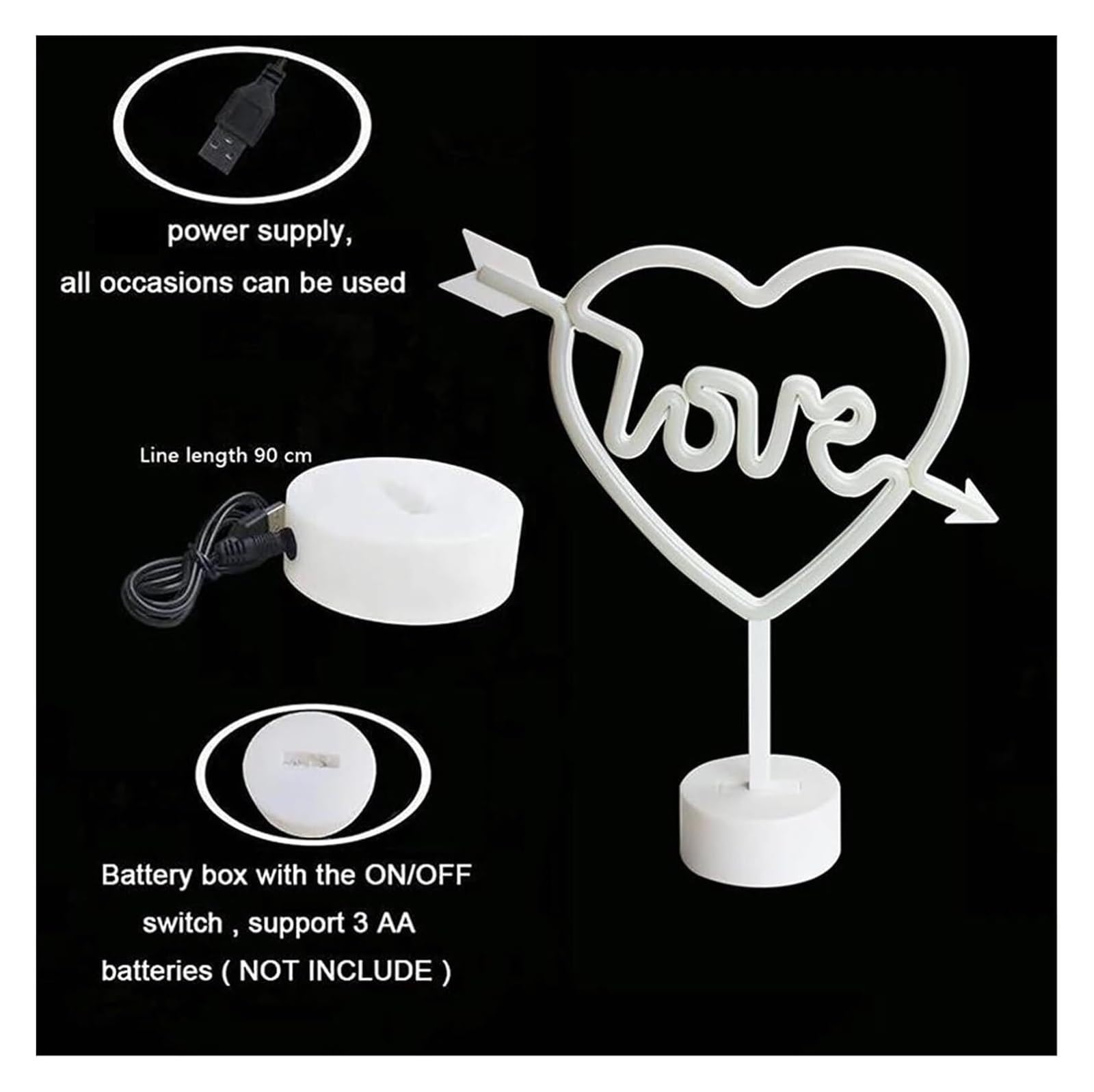 Lampada al neon con atmosfera rilassante, insegna, lampada da tavolo scritta Love, luce notturna per San per Valentino(A)