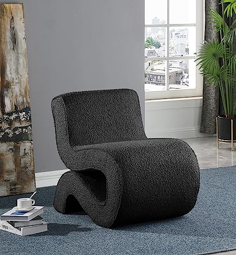 Sillón Curvo Negro Tapizado en Tela miniatura 2