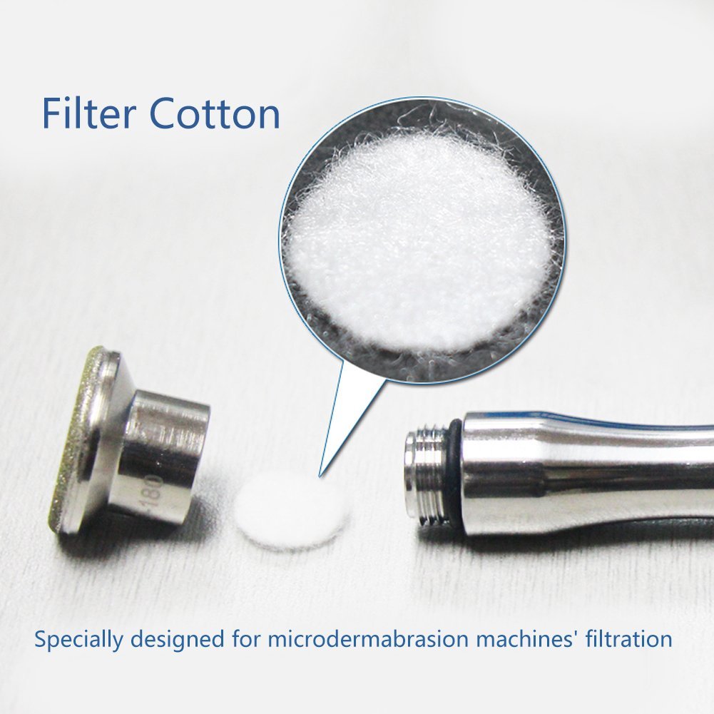 Filtro de microdermoabrasión, almohadillas de filtro redondas de nuevo filtro de algodón 500 piezas para la máquina de belleza de eliminación de puntos negros (10 mm/0,39 pulgadas)