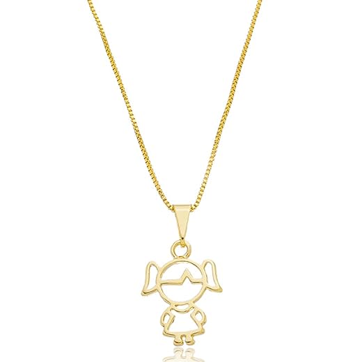 Colar Semijoia Mãe Pingente 1 Menina Filha Banhado A Ouro 18k