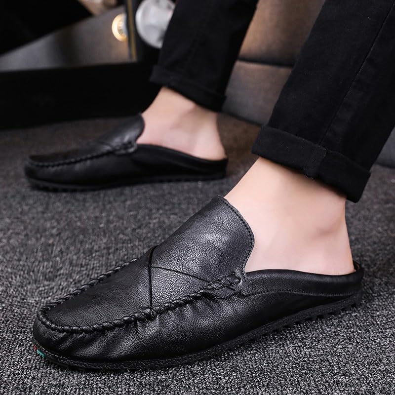Men's Loafers Shoes Solid Color Round Toe Vegan Leather Half Loafers Shoes Flexible Comfortable Flat Heel Prom Slip On3