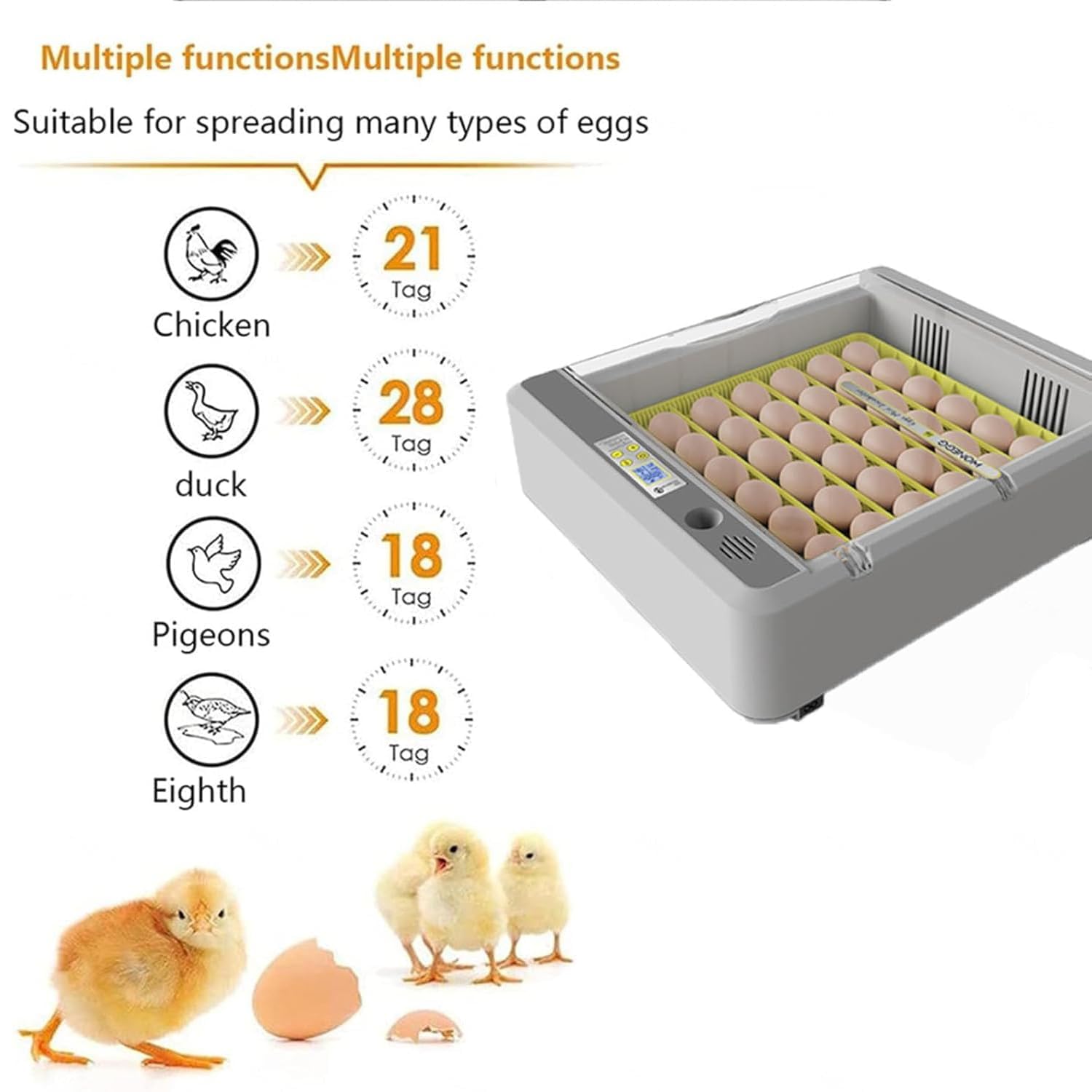 Accesorios Decorativos para el hogar, incubadora para Huevos fértiles - Capacidad para 36 Huevos, diseño Visual de 360°, volteo automático de Huevos, contr