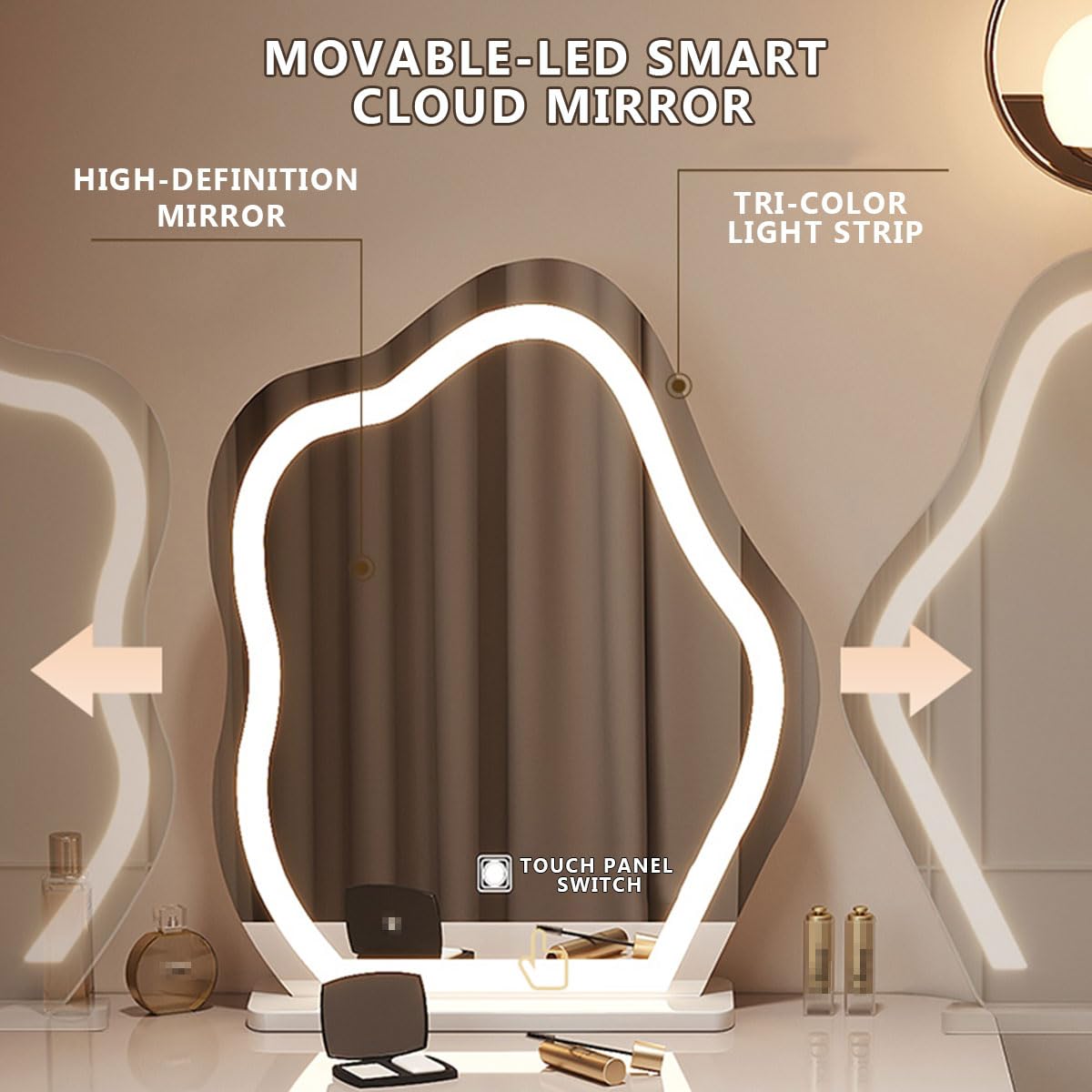 con specchio a forma di nuvola piccolo toeletta da tavolo Tocador De Maquillaje Para Mujer per ripiano per camera da letto