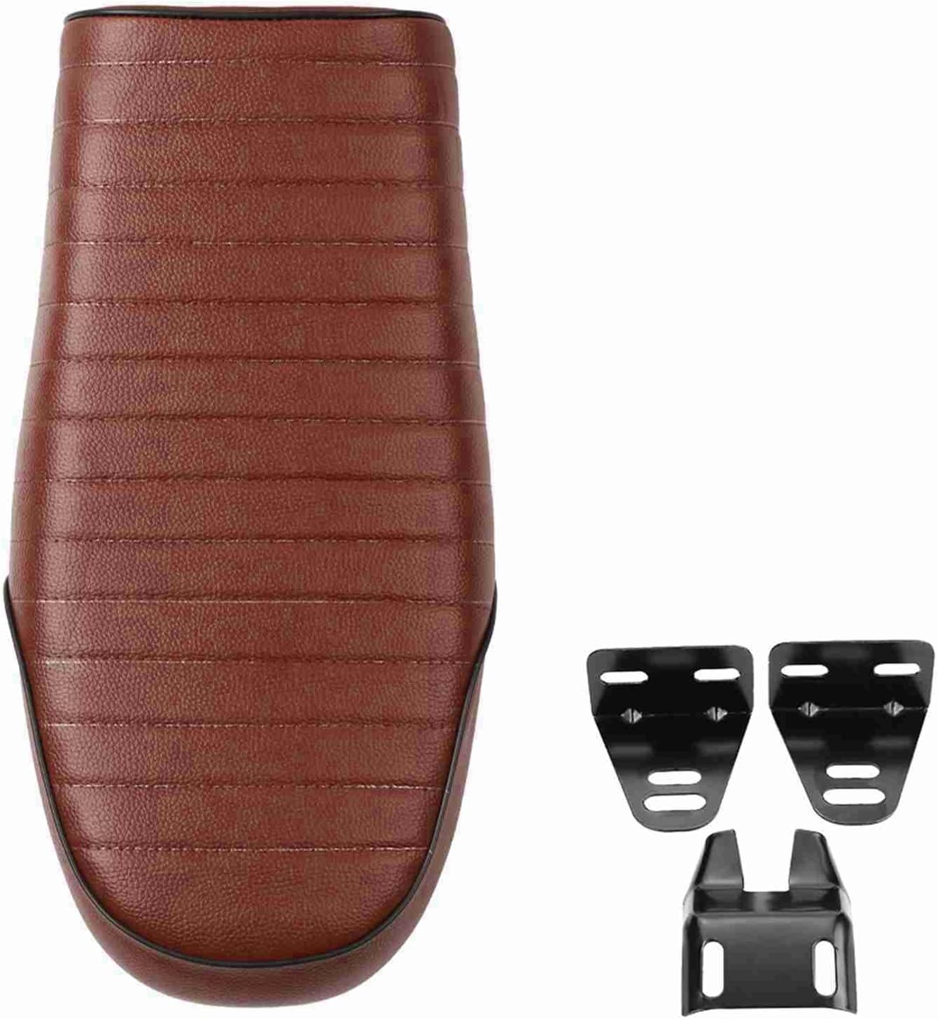Motorcycle Cushion Motorcycle Seat,PU Leather Vintage Cafe Racer Refit Seat Flat Saddle Cushion for CG125 GN CG CB400SS (Type C)