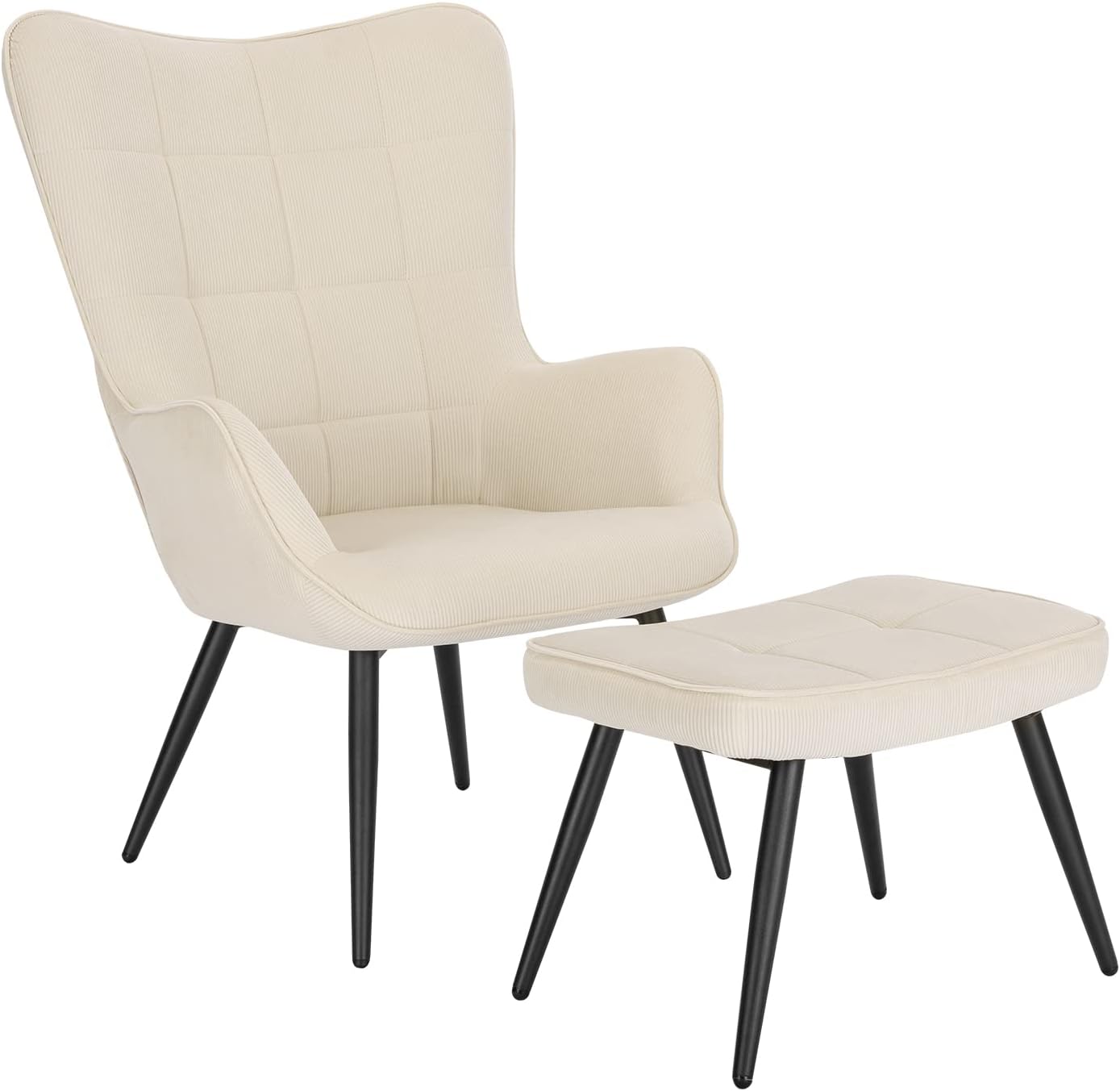 MEUBLE COSY Fauteuil Salon Scandinave Rose - Chaise Confortable Avec Assise Épaisse Et Pieds Bois Massif