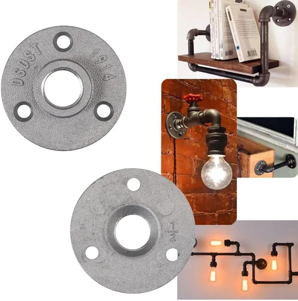 Flange Flange 5PCS Floor Hardware Tool Aluminium Pipe Fittings for Furniture(Silver,DN20)