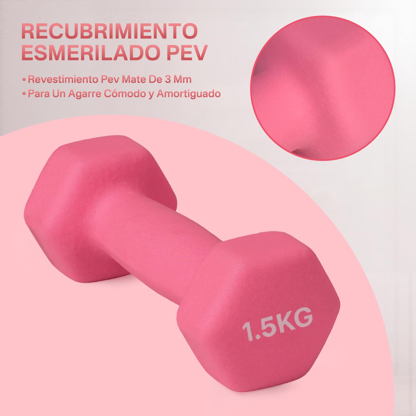 Mancuernas Hexagonales con Recubrimiento TPE Antideslizante, Pesas de Hierro, Diseño No Rodante, para Entrenamiento de Fuerza en Casa