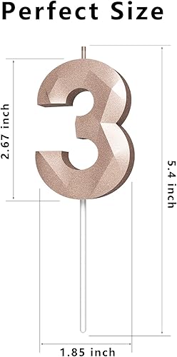 Miniatura 46 de Velas de cumpleaños con número (4 velas rojas) 3D con forma de diamante número Happy Birthday Cake Velas para fiesta de cumpleaños, boda, decoración