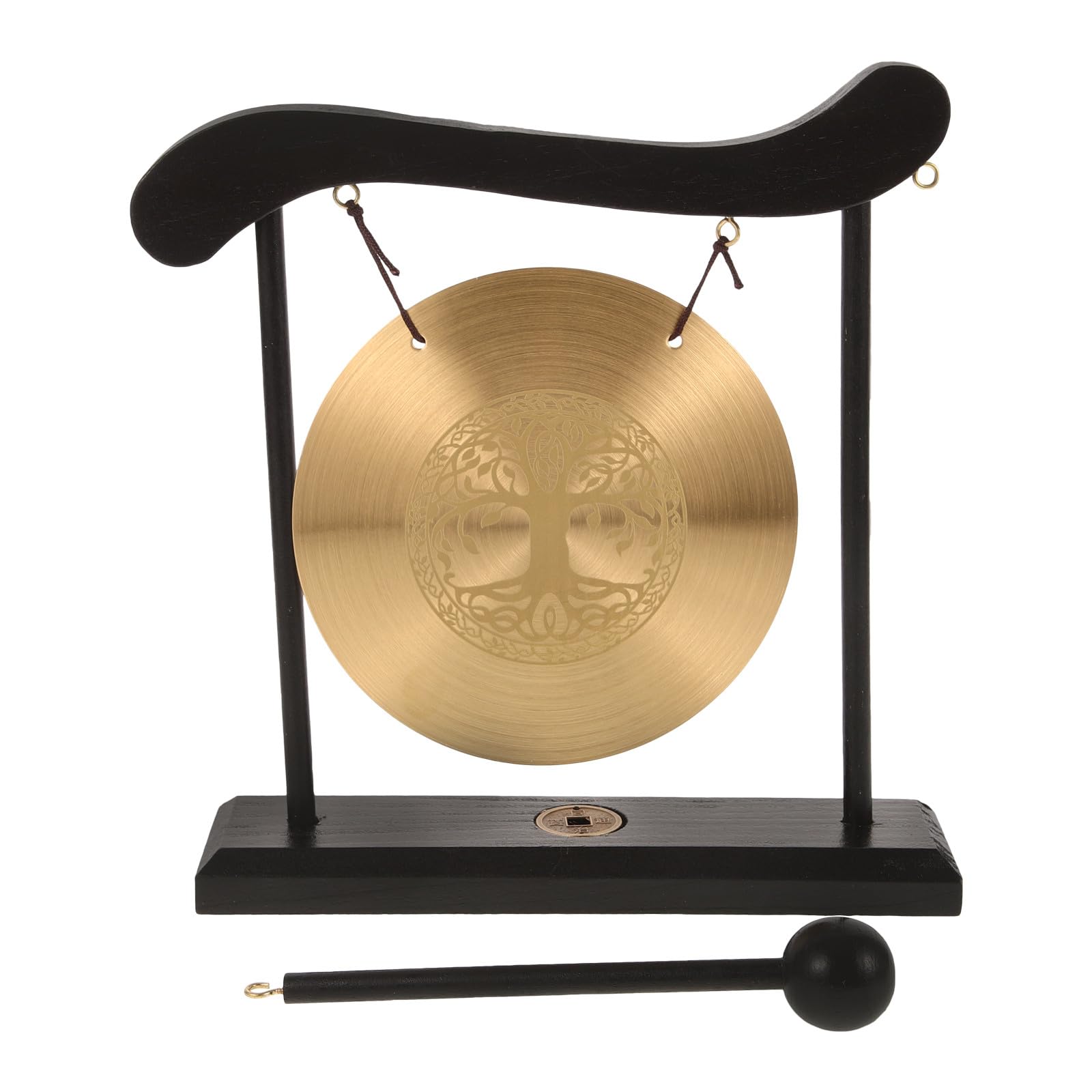 Gong de bureau en cuivre et bois ornement stable pour table