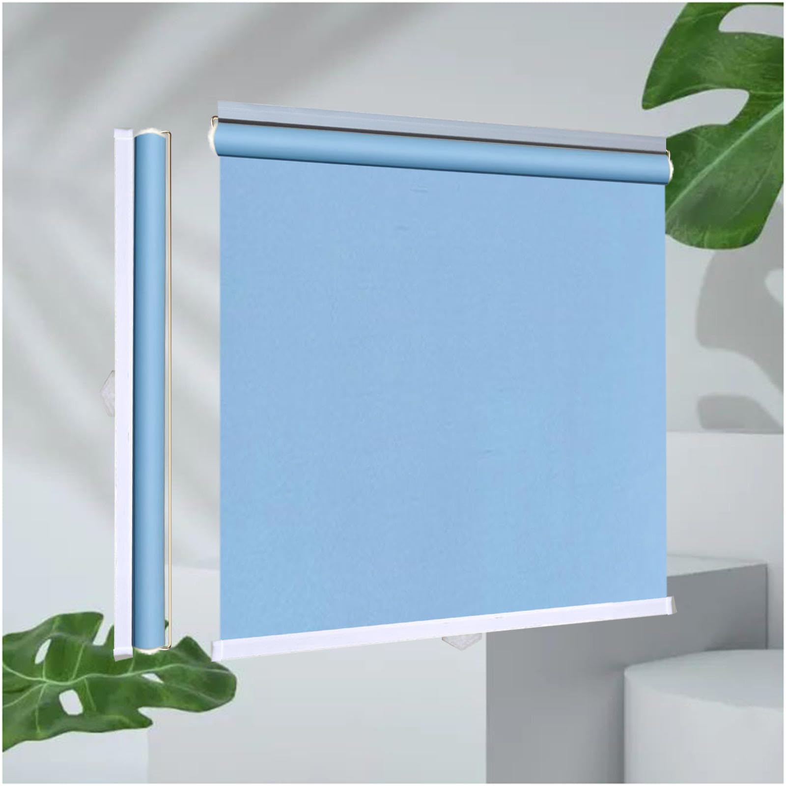 Sunshade Roller Blinds, 99% Sunscreen Blackout Roller Shades for Windows, Thermal Blinds No Drilling, Temporary Blackout Curtains 32–150cm Width,blue-55x200cm/22 * 79in