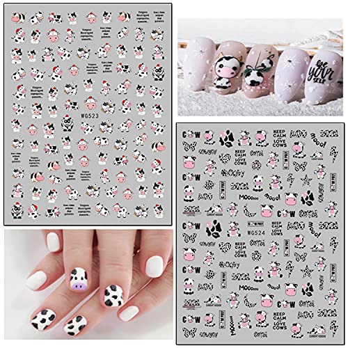 8 Sheets Cute Animal Nail Art Adhesive Sticker Cows Dog Cat Pig Dragon Cartoon Nail Stickers 3D Nail Art Design For Women Girls Manicure Tips Charms Decoration Acrylic Nails Supplies Nail Decals #TOP4