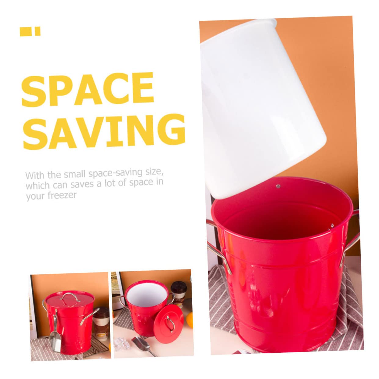 POPETPOP Seau à Glace en Fer Isolé Rouge Vif 5 L, Refroidisseur de Boissons pour Bar et Maison, Accessoire Polyvalent pour Fêtes et Restaurants, Seau à Glaçons Robuste Poignée Pratique