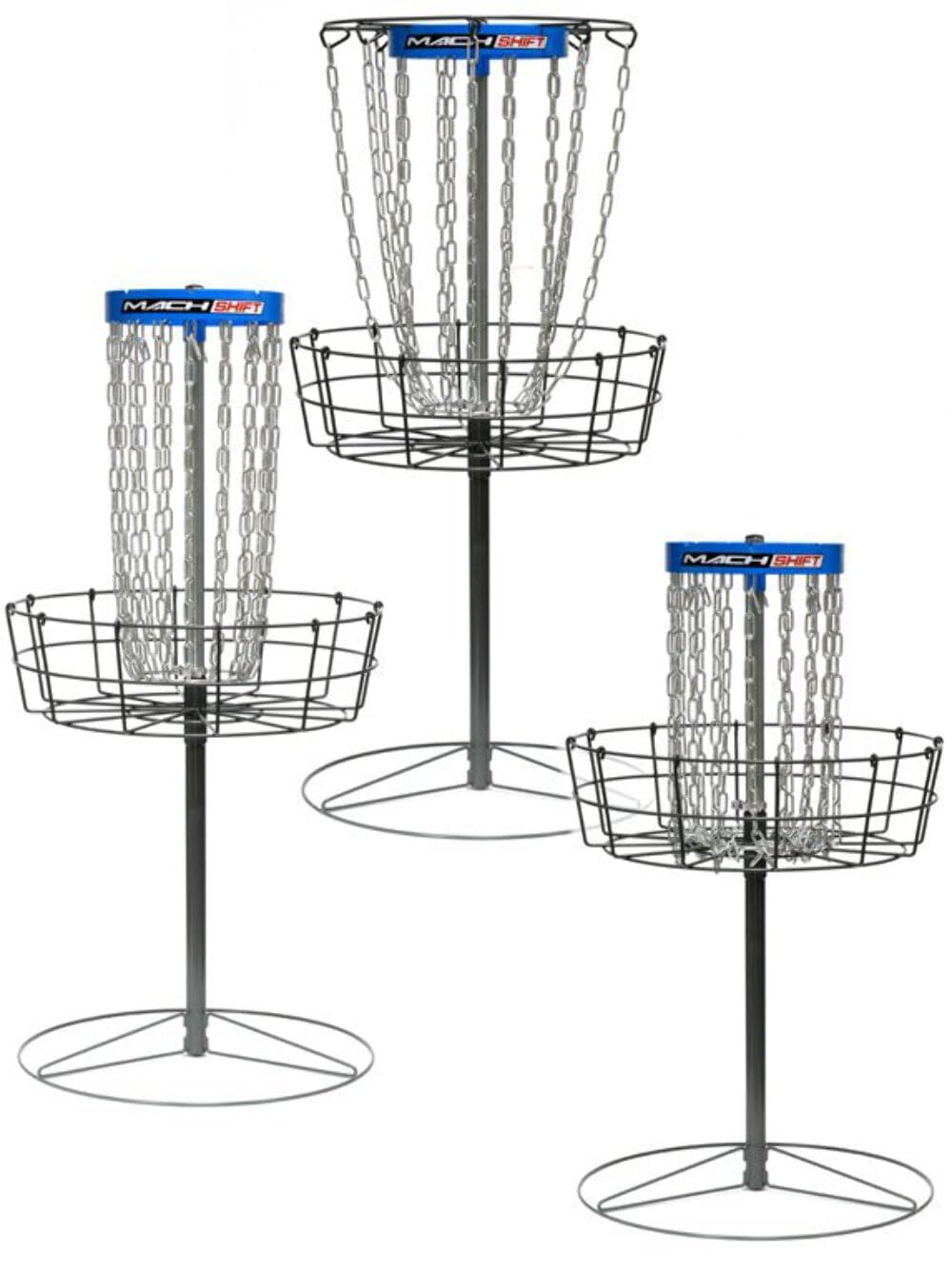 DGA Disc Golf Mach Shift 3-in-1 Portable Adjustable Disc Golf Basket Blue
