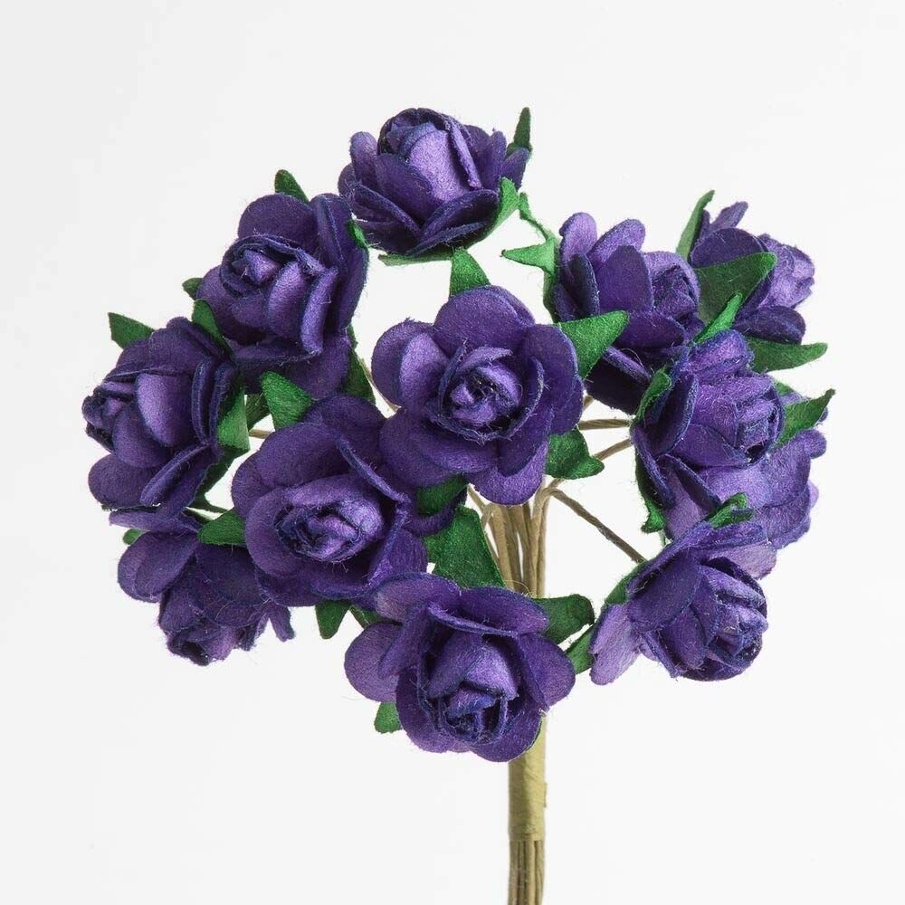 EliteKoopers 15mm Mulberry Paper Flower Rose For Craft Scrap Booking Wedding Bouquet (12Pcs) — image 1