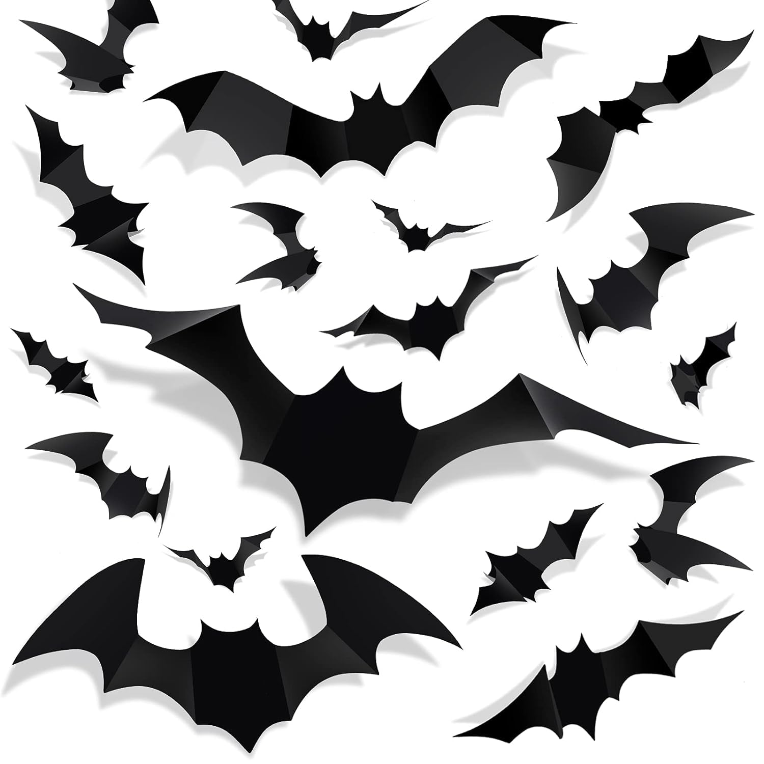 Xtore 3D Realistic Bat Stickers for Home | Office | Kitchen (Pack of 12, Black)-image-9