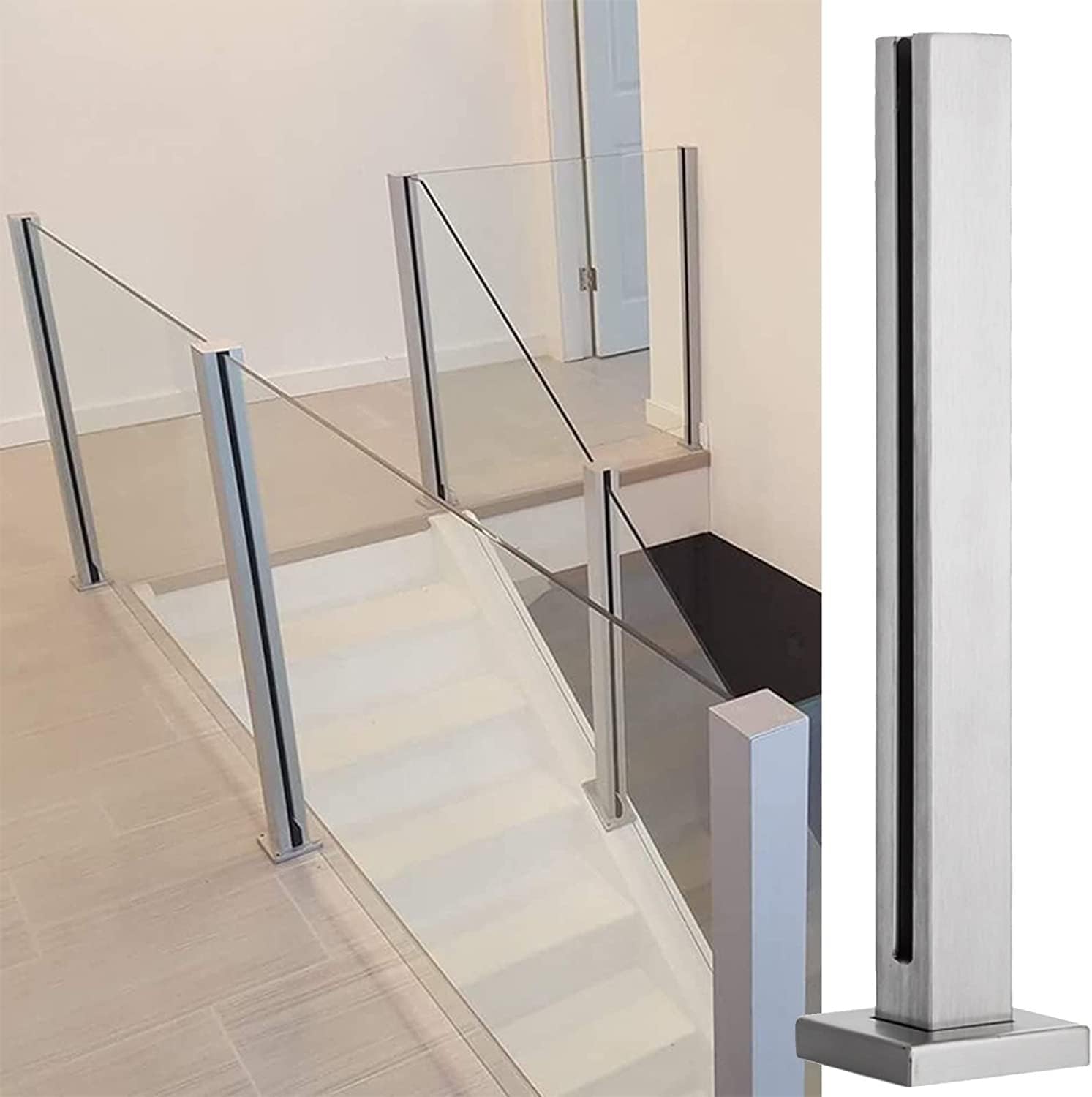 Garde-corps en verre en acier inoxydable 85cm avec poteau central robuste