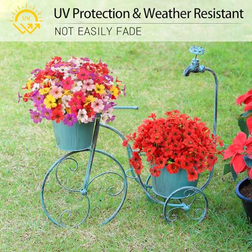 MACTING Artificial Flowers for Outdoors 6 Bundles Fake Flowers UV Resistant Faux Plastic Plants No Fade for Planters Window Box Patio Porch Garden Yard Indoor Outside Summer Decorations(Mix Color-1) - Image 4