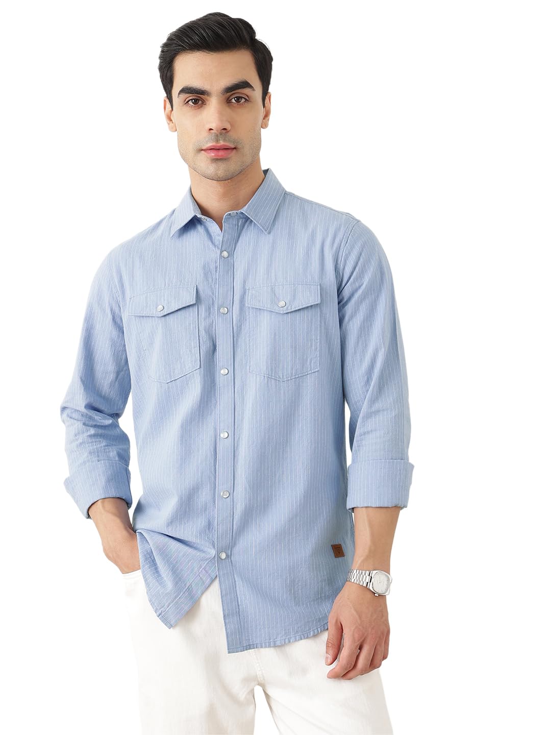 Men's | Striped | Full Sleeve | Two Patch Pocket | Slim Fit | Spread Collar | Casual Shirt for Men-image-25