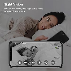 Indoor Smart Home Security Camera with Starlight, 1080p HD Pet Camera with Phone App,2.4GHz with Night Vision,Baby Monitor with Motion Detection,Auto Tracking, SD Card &Cloud Storage, Works with Alexa