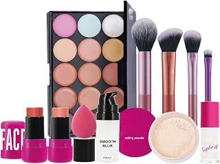 Beginner Makeup Kit Make Up Set Long-Lasting Blush Stick Loose Powder | Brushes Long Lasting Makeup, Beauty Cosmetics Set, Birthday Holiday, Party, Celebration, Special Event,