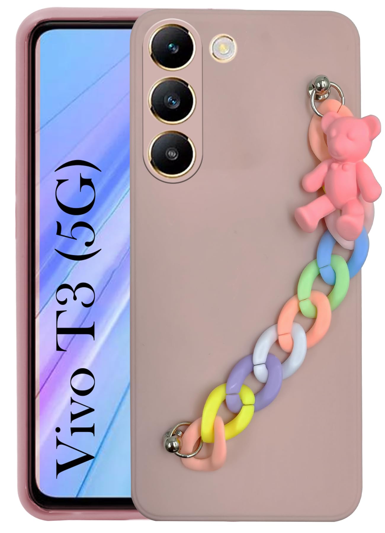 Jkobi Back Cover for Vivo T3 5G Girls Case with Bracelet (Wrist Hanging Chain | Teddy Toy Cartoon | Matte Pink) (B0D32WTTY8) Amazon Price History, Amazon Price Tracker
