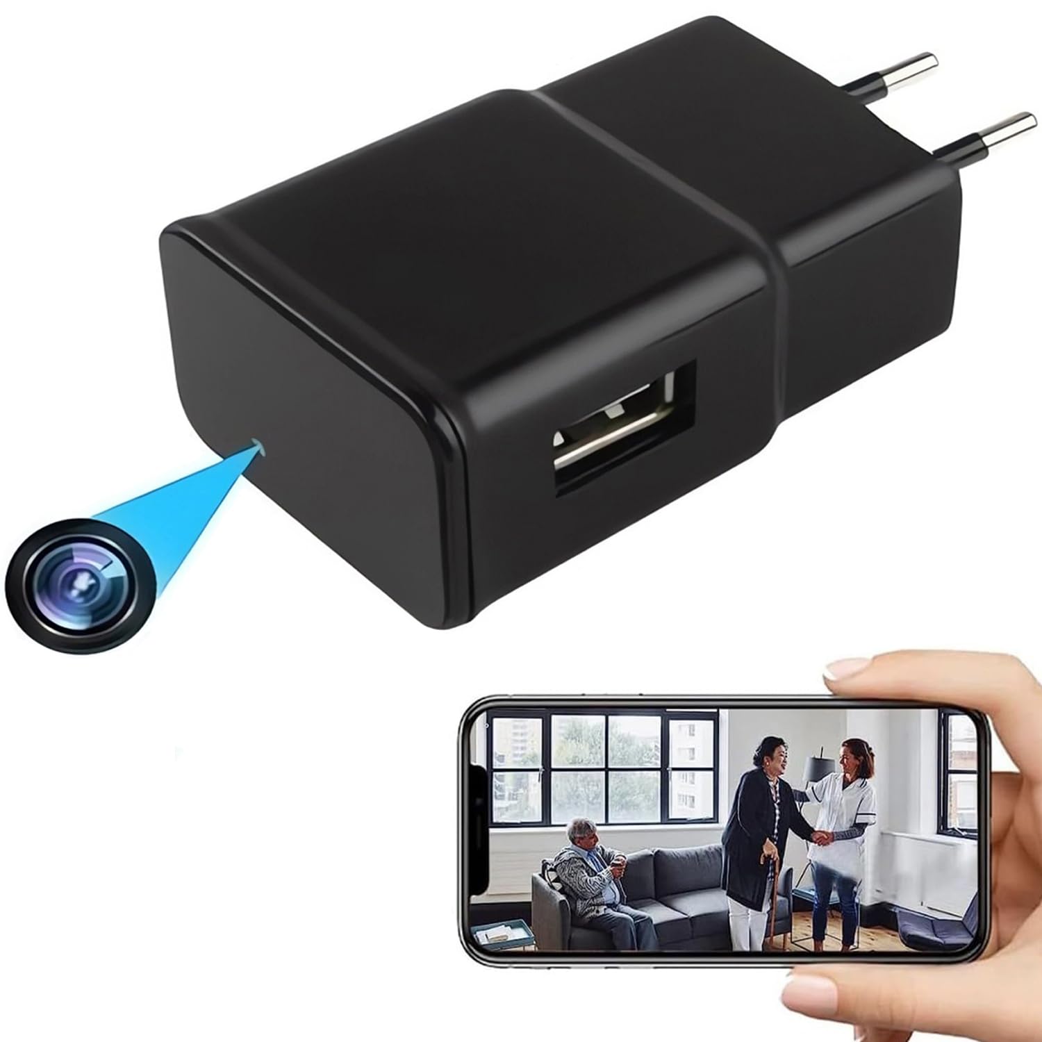 SHMIZZ Mini Telecamera Spia, Mini Camera Nascosta Oculta Camuflada WiFi 1080P USB Cargador Cámara Espía Oculta Camaras Sorveglianza con Rilevamento Del Movimento