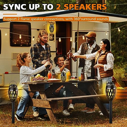 Chrismas Gifts for Men, 2025 New Flame Outdoor Bluetooth Speaker with LED Torch, Cool Birthday Gift for Him, Dad, Boyfriend, for Patio, Garden, Camping (1) - Image 3
